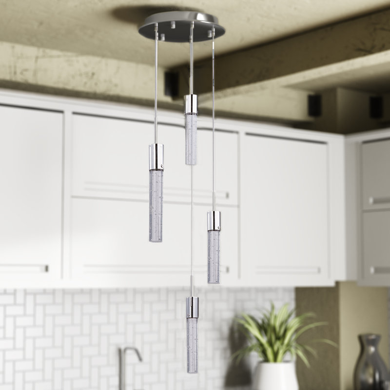 Luminaire suspendu cylindrique en grappe à 5 lumières Gesine