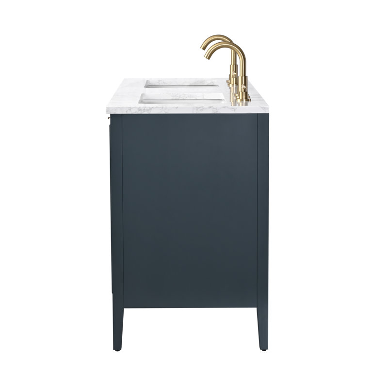 Emma 54" W Double Vanity, Vintage Blue/Brushed Bronze