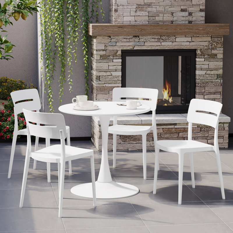 Ensemble repas extérieur pour 4 personnes, Blanc