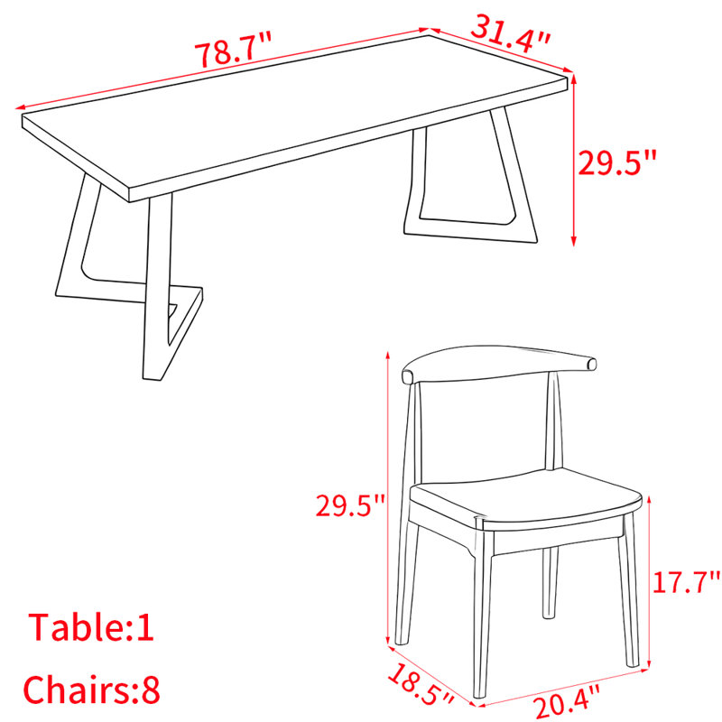 American style retro solid wood dining table set