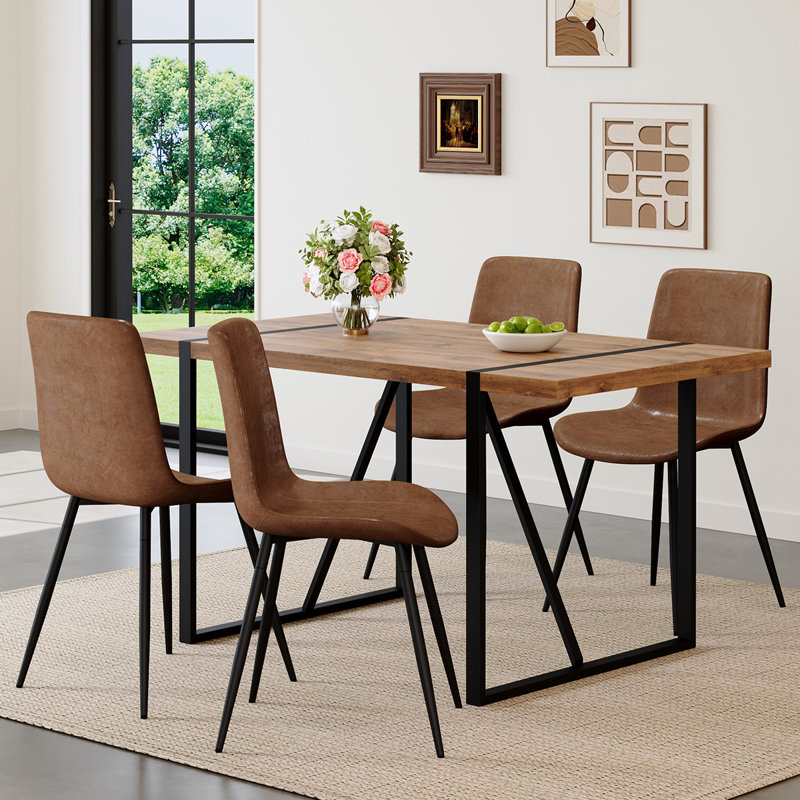 Dining Table With Chairs For 4,Dining Room Table Set With Sturdy Metal Frame Chairs For Small Spaces, Apartment, Dining Room