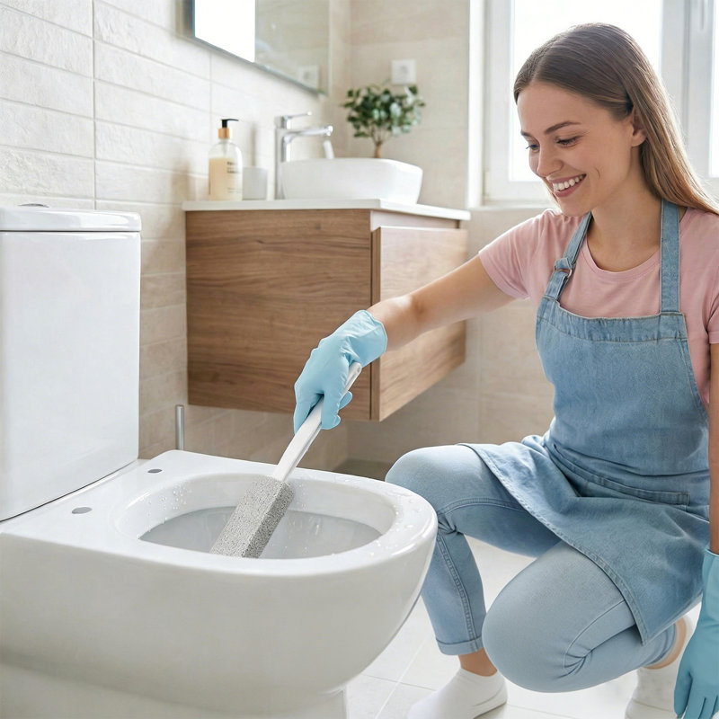 Ensemble de 6 brosses de toilette grises avec pierre ponce - Nettoyant multi-surfaces résistant aux poils - Poignée ergonomique prolongée de 13,4 po - Conception en plastique à suspension durable - Nettoyage de salle de bain, gris