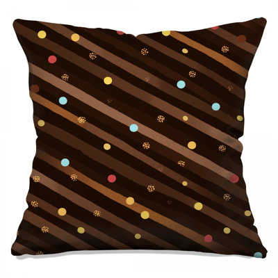 Brown Stripes Throw Pillow, Pattern Double Sided Pillows