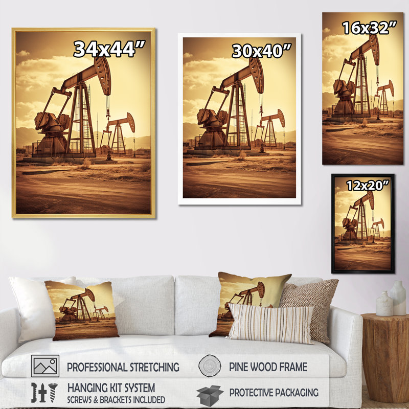 Foreuse à pétrole rétro Horizon, H 40 po x l 30 po x P 1,5 po, Cadre simple noir