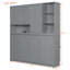 Lit escamotable simple avec armoire de rangement, tablettes, USB et éclairage - Design pliable peu encombrant, gris-145026977