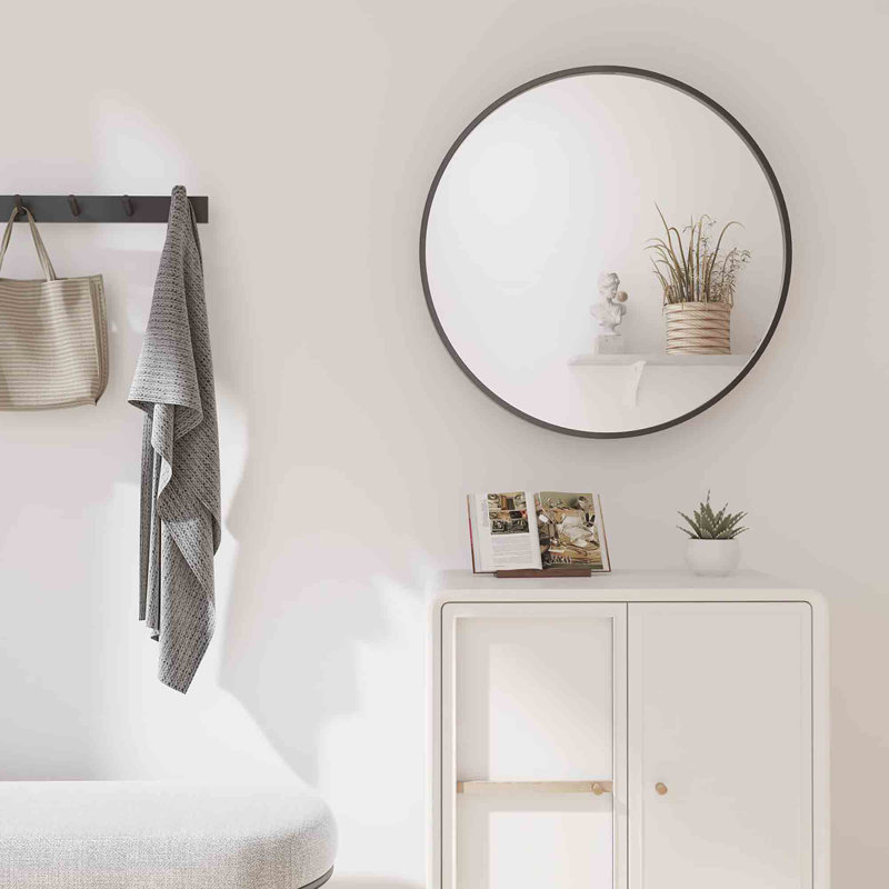 Ruo Metal Round Mirror, Black