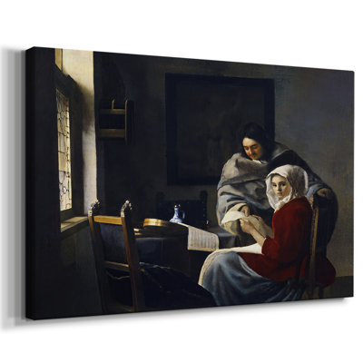 «Girl Interrupted at Her Music» -Johannes Vermeer-Toile tendue avec châssis-c. 1660 - 1661