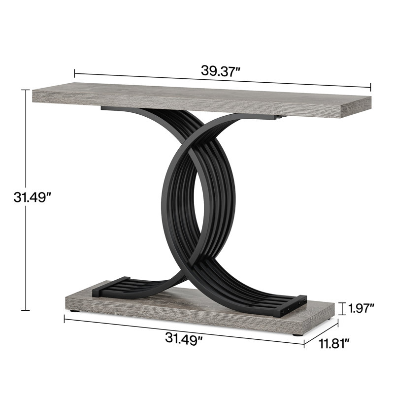 39.37'' Console Table, Gray/Black