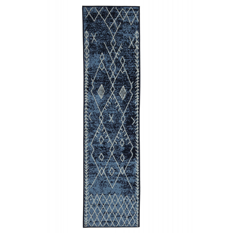 Tapis bleu / bleu marine Bavorov, Tapis de couloir 2 pi x 8 pi