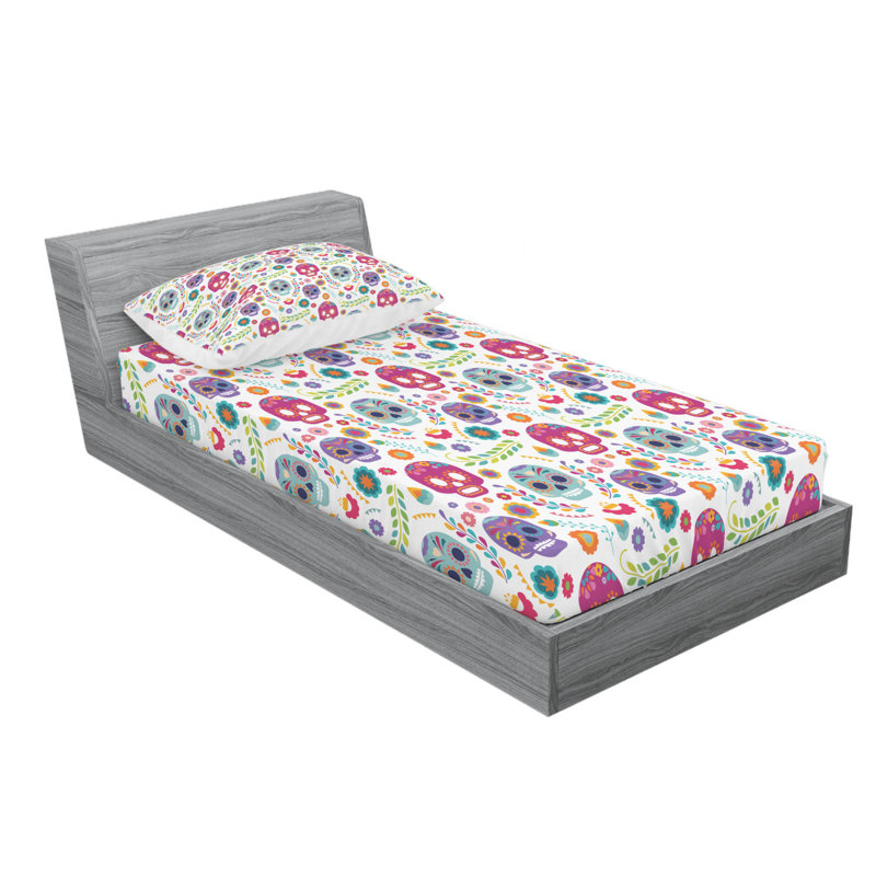 Microfiber Floral Sheet Set, Twin Sheet Set with Fitted Sheet