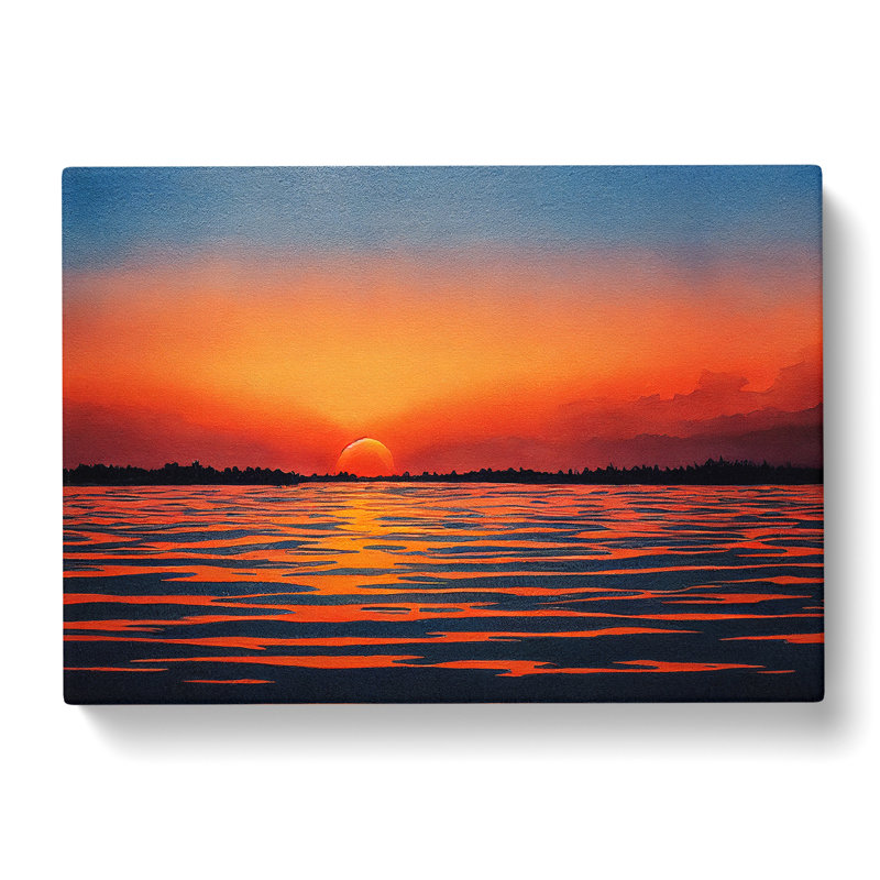 XXX-H1022-WF-1644X Brave Sunset Seascape - Wrapped Canvas Print, 40cm H x 60cm W x 3cm D