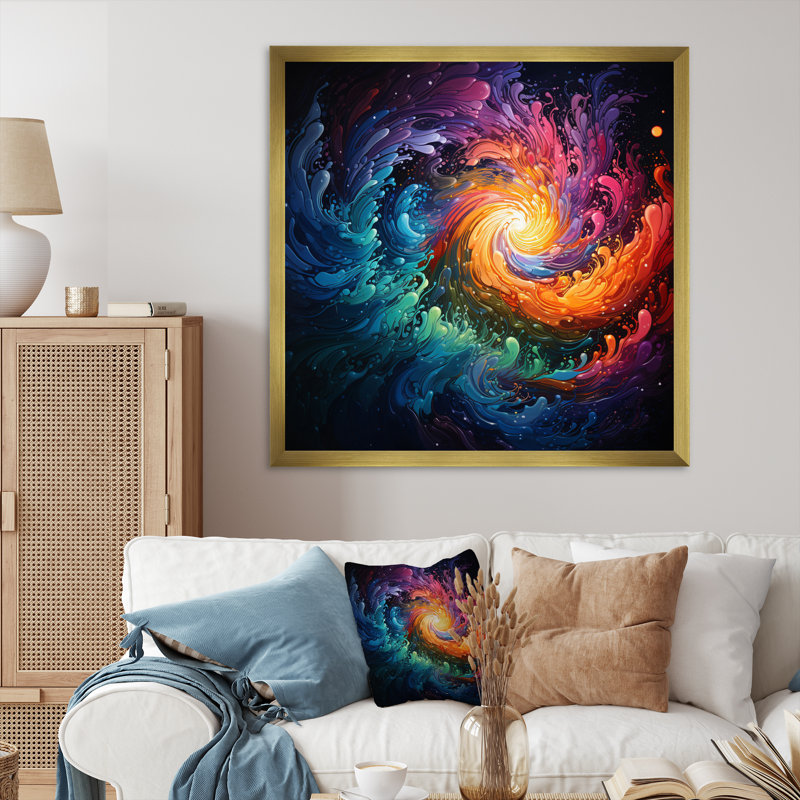 Neon Spin I sur toile, H 36 po x l 36 po x P 1,5 po, Cadre doré simple