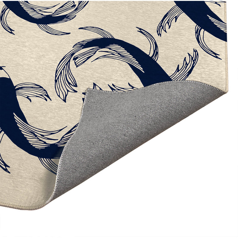 Tapis de cuisine Koi, Rectangle 3' x 5', Deep Navy Animal Print