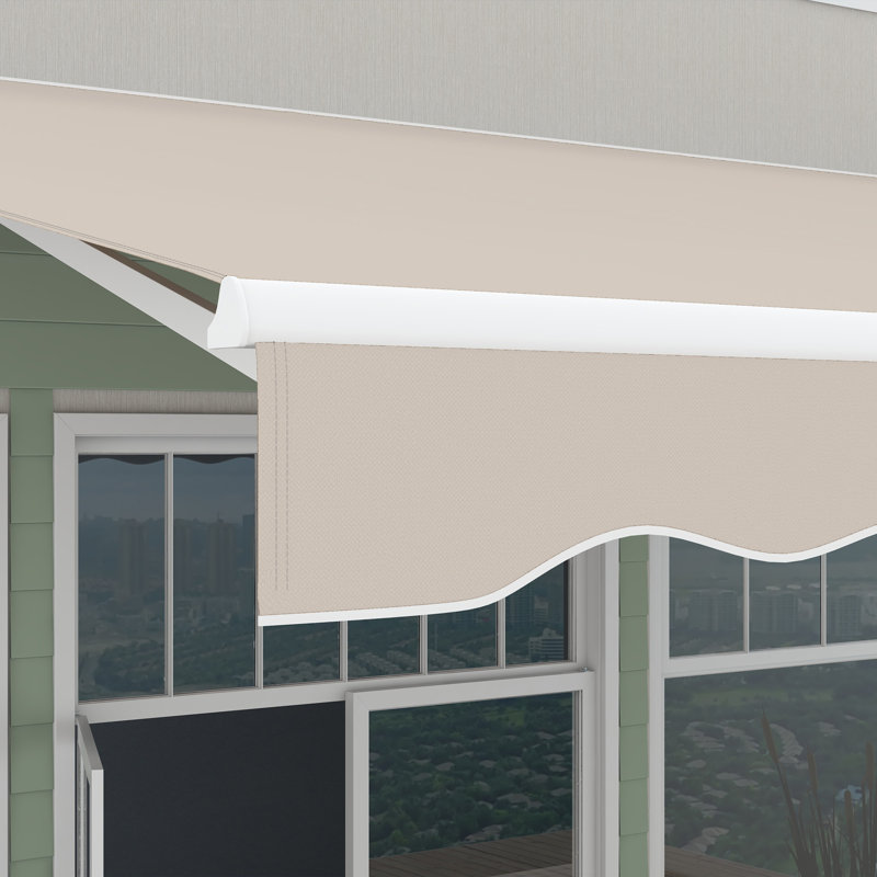 Auvent électrique 16 po x 10 pi, auvent rétractable, protection contre les rayons UV avec télécommande et manivelle pour terrasse, balcon, cour, blanc crème
