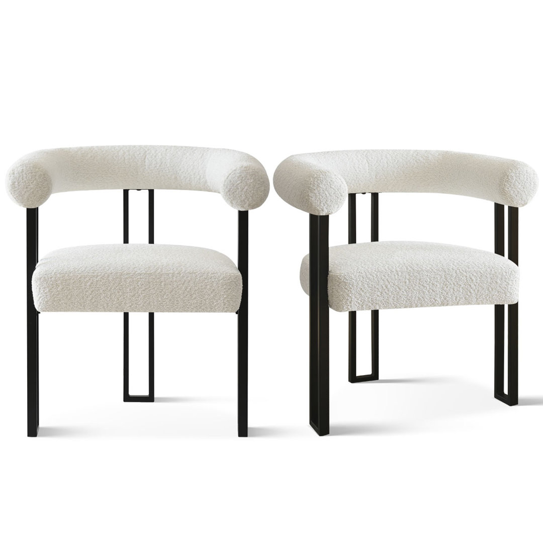 Modern Fabric Upholstered Dining Chair with Curved Arms (Set of 2) Wade Logan®
