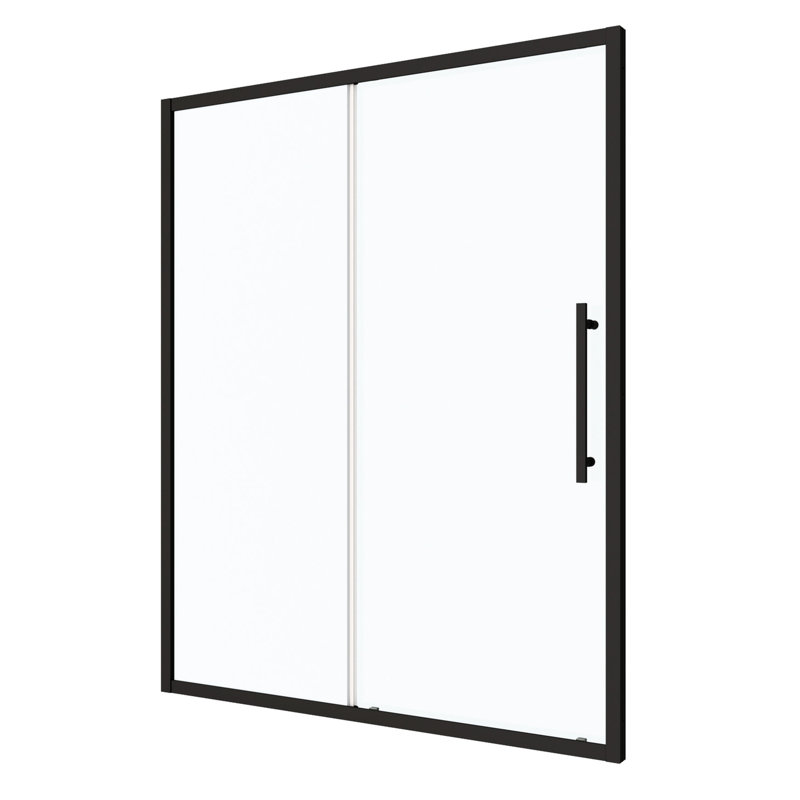 56"-60" Wide X 72" High Sliding Shower Door, 1/4" Tempered Glass, Matte Black, Nano Easy Clean Glass & Protective Film, Stainless Steel 6" Handle, Magnetic Close, Leak Design In Area Black Color,