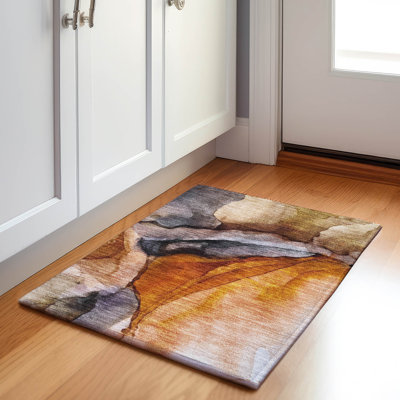 Machine Washable Indoor/Outdoor Xhevrie Paprika Rug