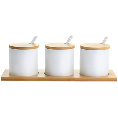 Gibson Elite Gracious Dining 10 Piece Fine Ceramic Condiment Jars Serving Set In White