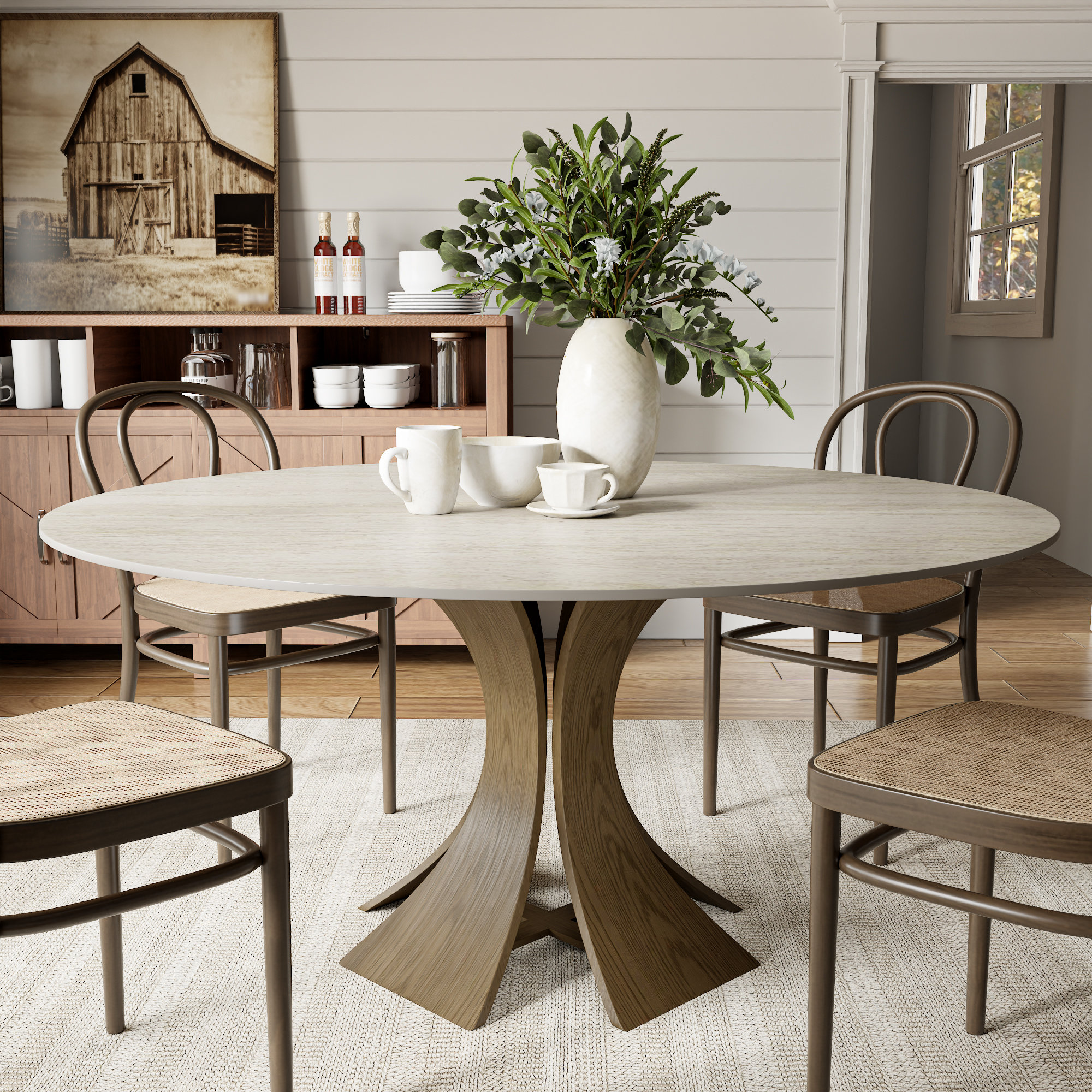 George Oliver Aversa Modern Round Dining Table, Sintered Stone ...
