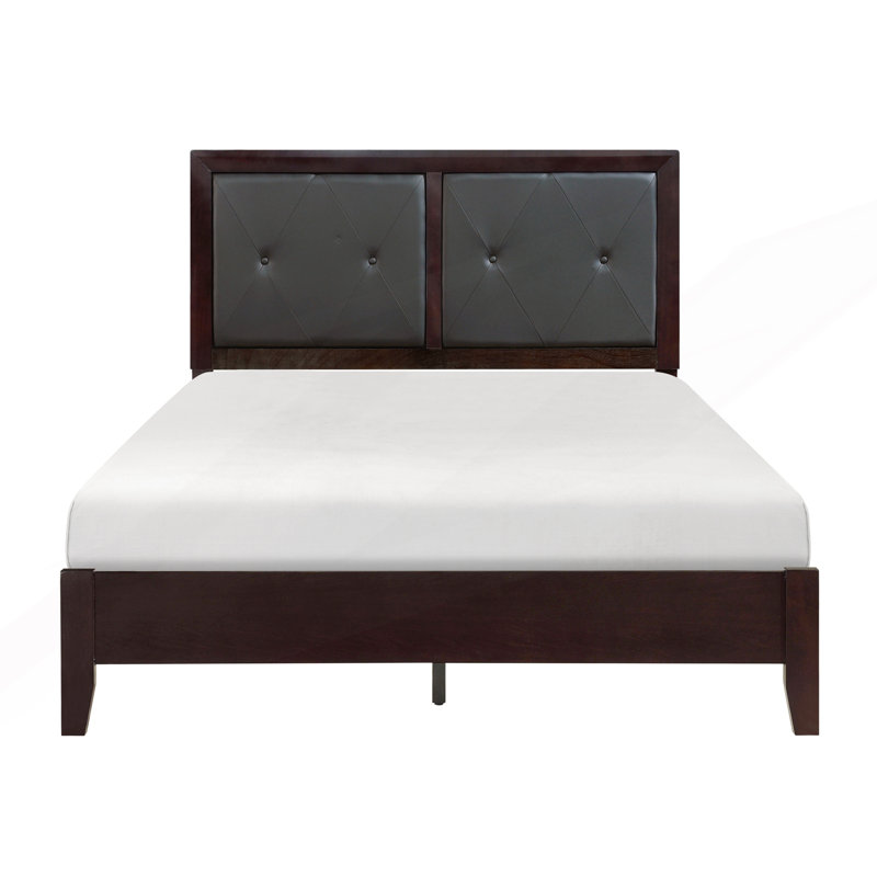 Structure de lit grand format de style contemporain avec tête de lit tapissier capitonnée