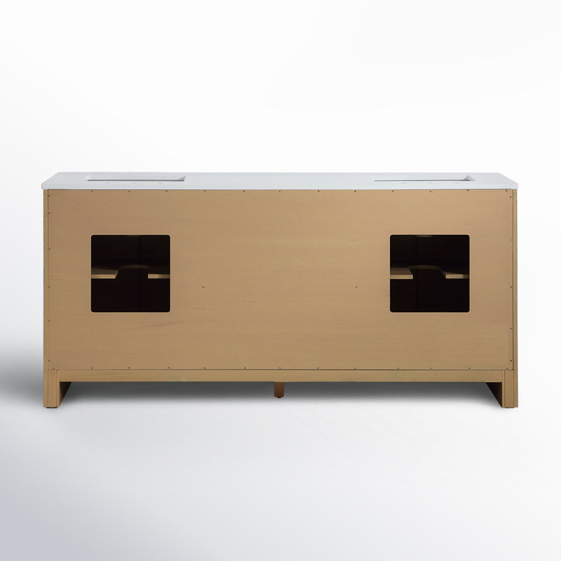 Raye 72'' Double Bathroom Vanity with Quartz Top, Brushed Oak