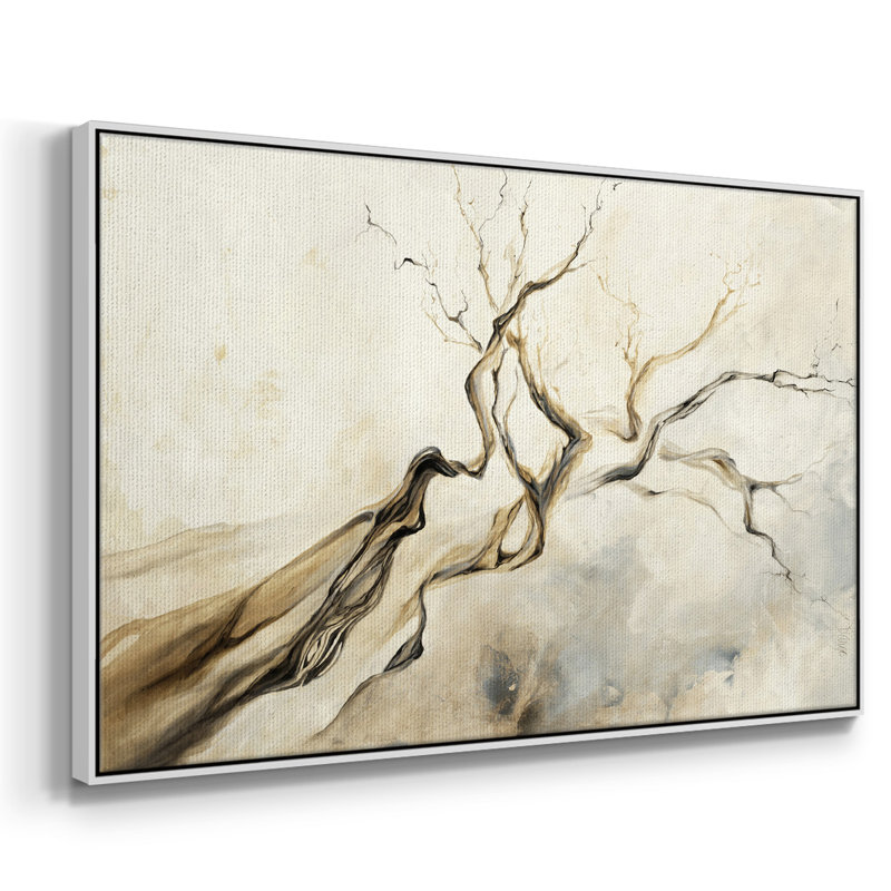 Branches torsadées, reproduction sur toile, H 25 po x l 37 po x P 2 po, Toile encadrée flottée blanche