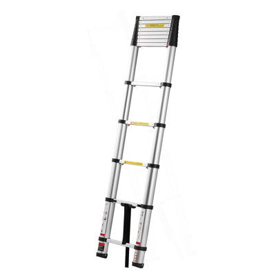 Échelle télescopique 12,5 pi, extension pliante polyvalente légère en aluminium, échelle rétractable à une touche, capacité maximale de 330 lb avec pieds antidérapants, pour la maison, les travaux extérieurs et le loft