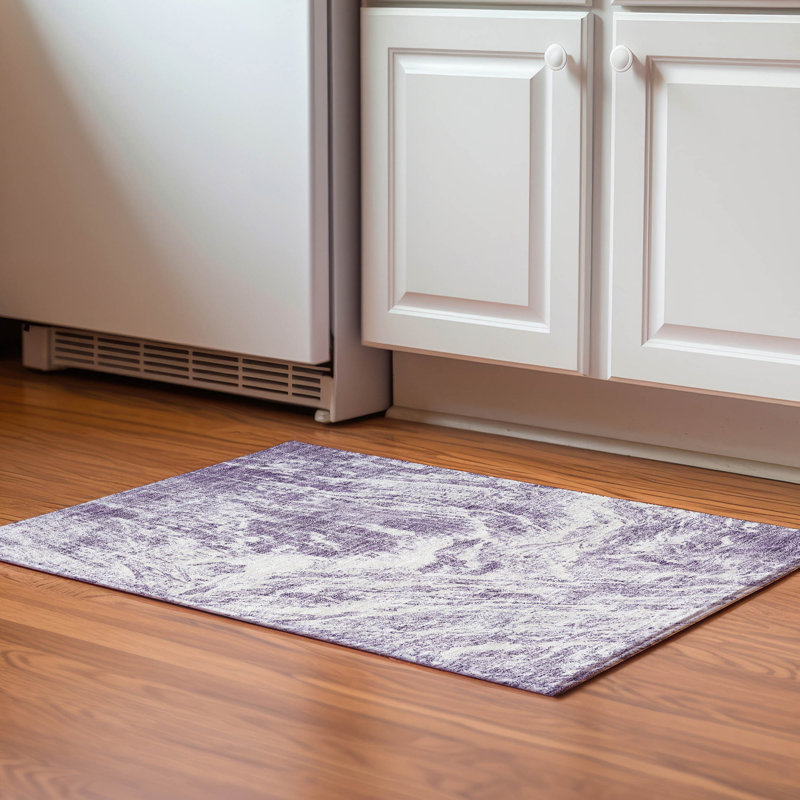 Tapis mauve de qualité supérieure lavable à la machine Prisco, Rectangle 1 pi 8 po x 2 pi 6 po
