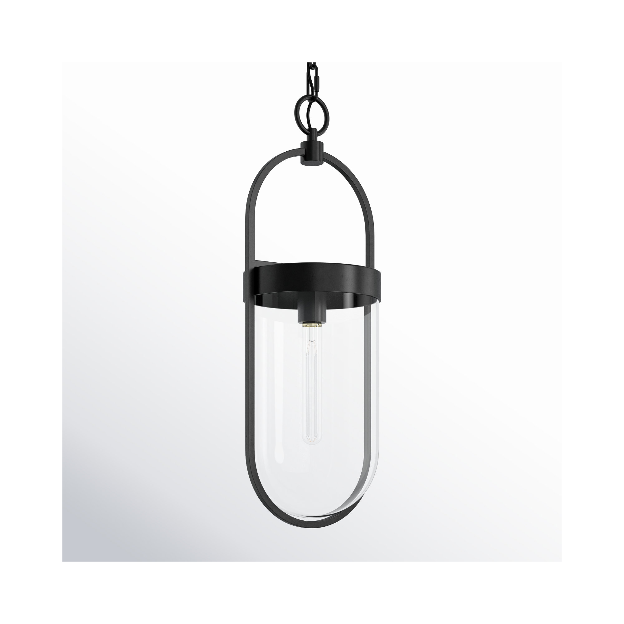 Single Light Glass Dimmable Pendant, Aged Iron, 22.75" H x 7.5" W x 8" D