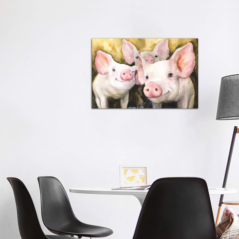 «Happy Friends» - reproduction d'art, H 8 po x l 12 po x P 0,75 po, Toile tendue