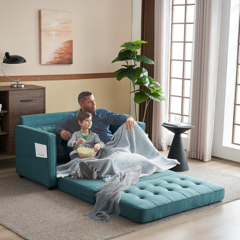 Learco Upholstered 53.54'' Sleeper Sofa, Green