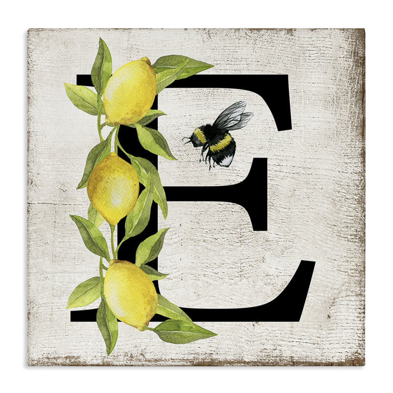 "Lemon & Bee", art mural sur toile par Creatif Belle bp-604_CN, H 17 po x l 17 po