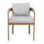 Chaise de salle à manger Outddor et aluminium d'intérieur, structure en teck avec coussin gris clair, ensemble de 2