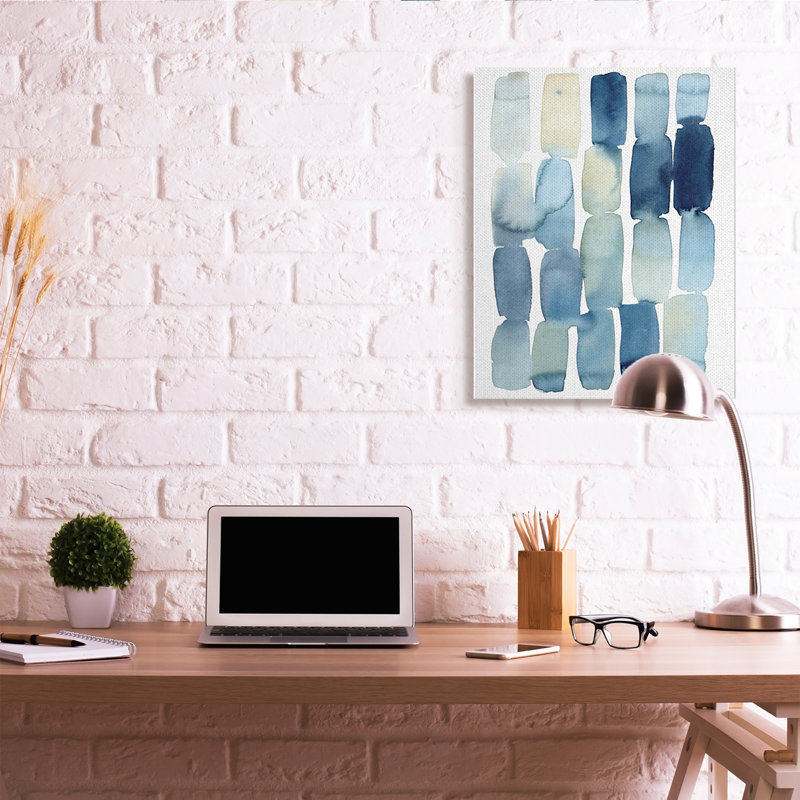 «Beach Inspired Abstraction Watercolor Block Shapes», art mural sur toile tendue XXL par Grace Popp, Toile tendue