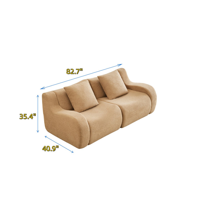 Canapé à deux places en tissu doux sans peluche, Chameau