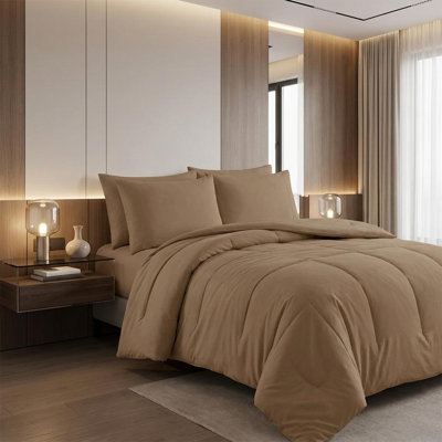 Ensemble de housse de couette lavable en coton Taupe