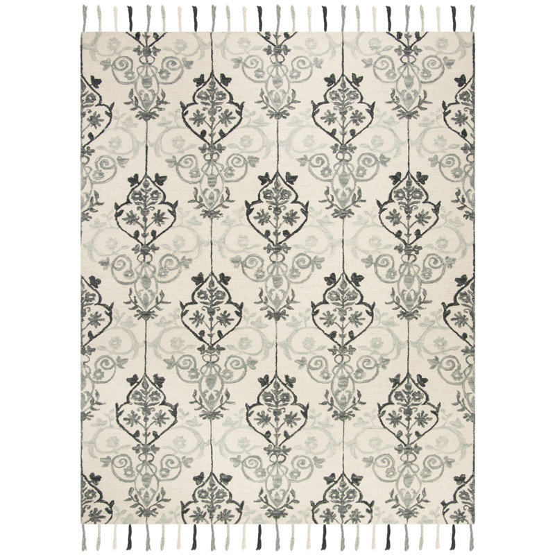 Tapis floral en laine crocheté à la main Guzi, Rectangle 8 pi x 10 pi