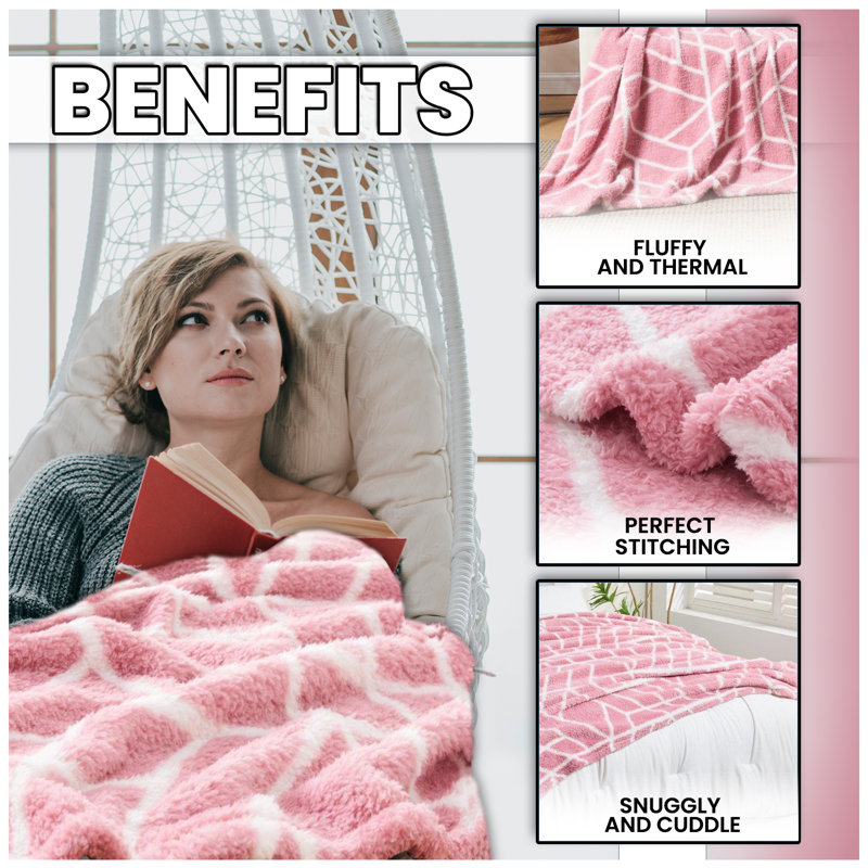 Standard Heated Throw Blanket, Pink, W130 x L180cm