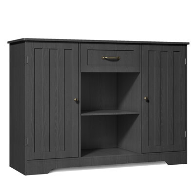 Buffet à 3 tiroirs de 45,7 po de largeur avec portes de garde-manger, tablettes réglables et grand tiroir