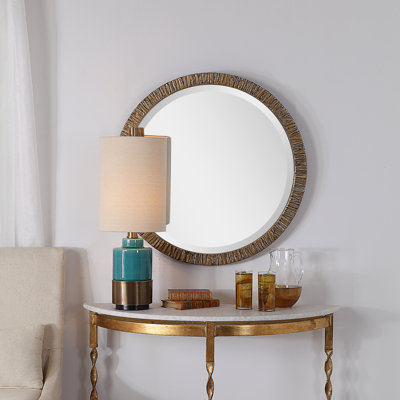 Bryana Wood Round Wall Mirror