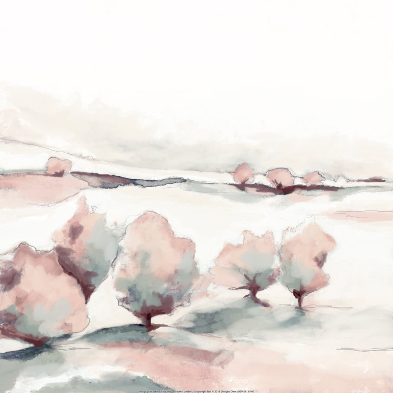 Watercolour Tree Landscape - Wrapped Canvas Painting, 30cm H x 30cm W x 3.8cm D