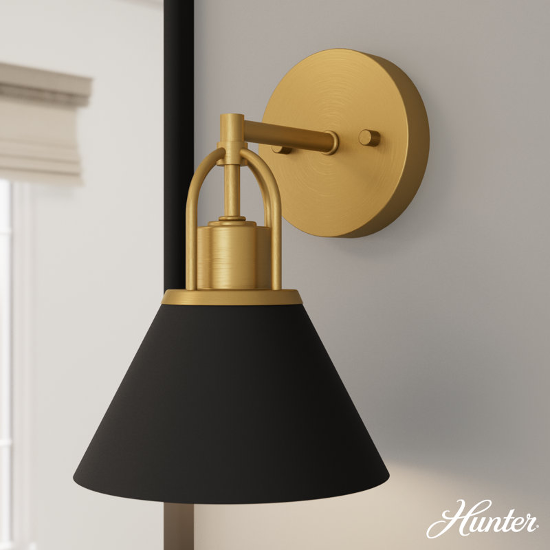 Matte Black and Gold Metal Dimmable Wall Sconce