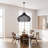 Latigo Rattan Pendant Light - Black Dome 1-Light Polished Handwoven Adjustable Light Fixture For Kitchen Island, Kitchen, Dining Room, Living Room, Bedroom, Hallway or Covered Patio in Modern, Farmhouse & Boho Style