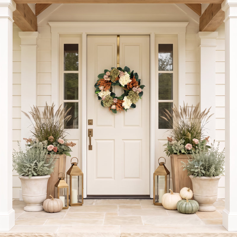 26" Thistle and Hydrangea Wreath