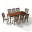 Ensemble de salle à manger rectangulaire en bois massif pour 8 personnes, brun foncé / blanc-505218052-505218074