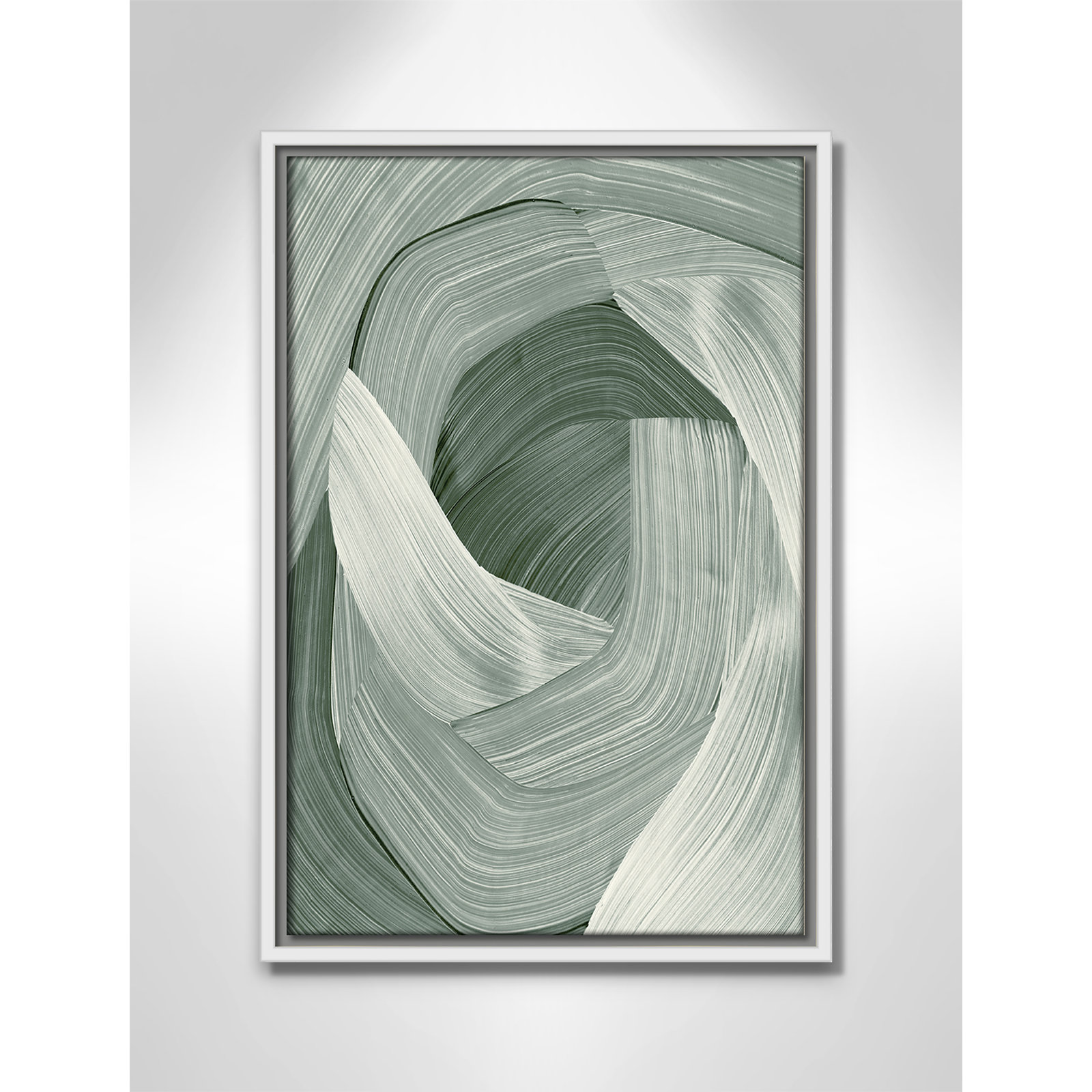 Enriched Emerald - Floater Frame Graphic Art Print on Canvas, White , 19.5" H x 13.5" W