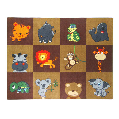 Tapis brun tissé à la main avec des tons de zoo baby earth Hartman