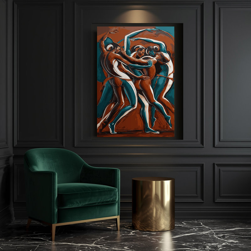 Abstrait art figuratif noir sur toile 99, H 14 po x l 11 po