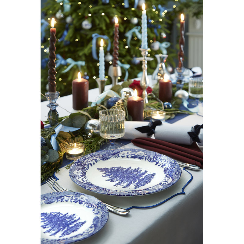 Blue Italian, Christmas Tree Set Of 4 Dinner Plates