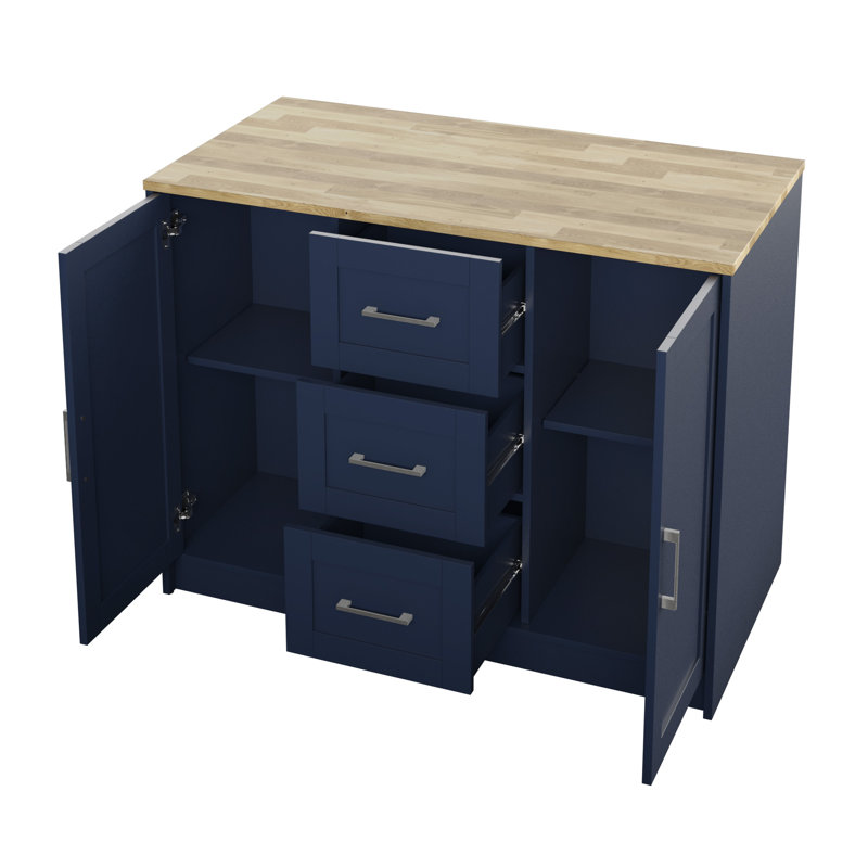 Îlot de cuisine Allycia, Bleu foncé